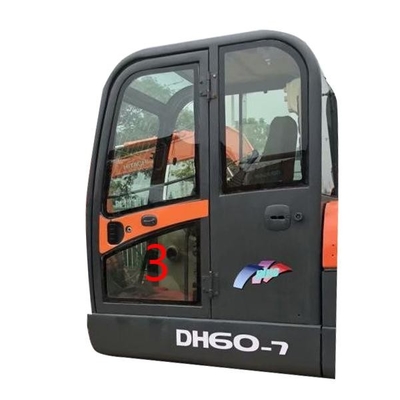 Green DOOSAN Glass Tempered Excavator Glass Replacement Left Door Lower Position NO.3