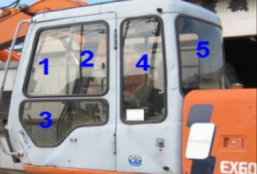 4383431 HITACHI Excavator Glass Cab Window Left Door Rear Position NO.4