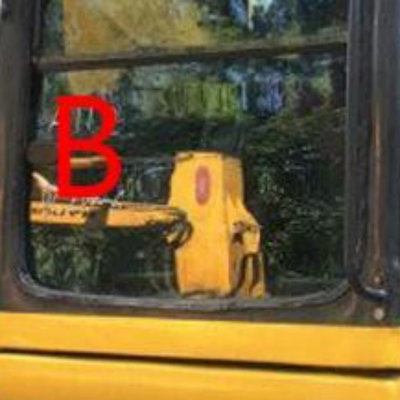 Excavator Green White Custom Windshield Glass Front Down Position B