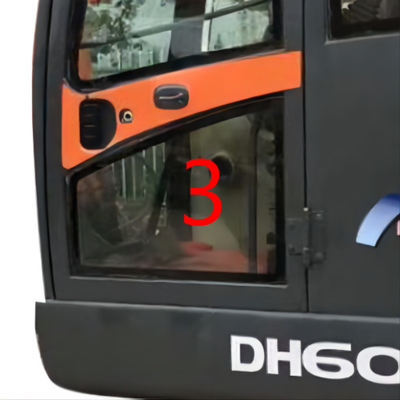 Green DOOSAN Glass Tempered Excavator Glass Replacement Left Door Lower Position NO.3