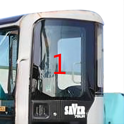 High Impact Strength KOBELCO Excavator Glass 5mm Thick Left Door Up Position NO.1