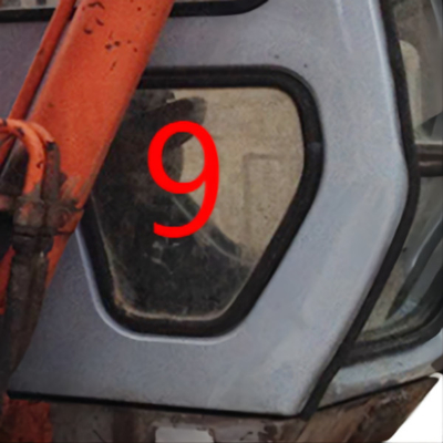 Right Side Down Position NO.9 HITACHI Excavator Glass White