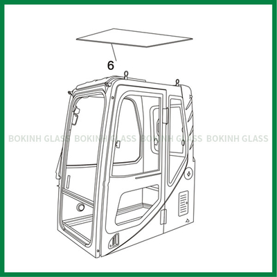 LIUGONG Windshield Window Glass Excavator Window Replacement Sky Glass Position NO.6