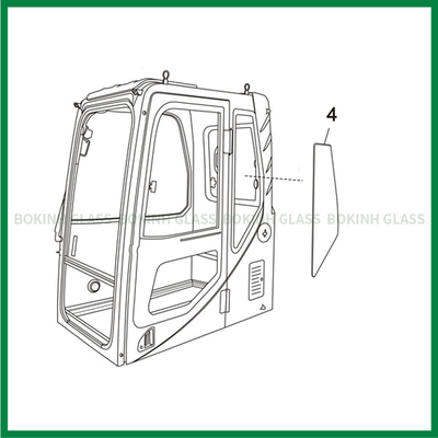 SUMITOMO CATERPILLAR Excavator Cab Glass Left Door Rear Position NO.4 Windshield Replacement
