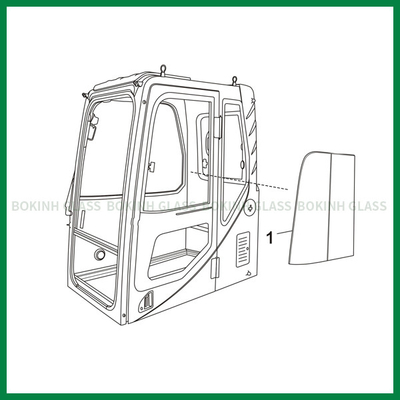 DOOSAN KOBELCO Custom Windshield Glass OEM Left Slant Side Position NO.1