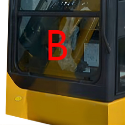 PC56-7 PC56 Front Down Komatsu Excavator Glass Replacement Tempered Position.B Glass